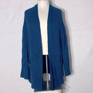 5/$25 American Eagle Outfitters Turquoise Open Front Chunky Knit Cardigan XS